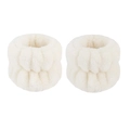 Pair of soft white plush wrist washbands for spa facial cleansing made of absorbent flannel - Elastic Wristbands Creamy White Pair