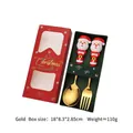 Set di posate natalizie dorate in acciaio inossidabile con figura di Babbo Natale - Oro Stile D - 2Pezzi