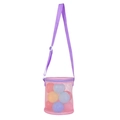 Pink mesh shell bag for kids with purple adjustable strap for beach toys and gifts - Pink Mesh Bucket Purple Strap / 15*17cm