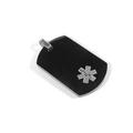 Colgante médico rectangular negro con símbolo de la Estrella de la Vida y vara de Esculapio - Etiqueta Negra (Sin Cadena)
