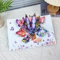 3D butterfly and flowers pop-up greeting card in vibrant purple and blue colors - Large Purple Butterfly