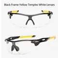 Cycling sunglasses with black frame, yellow temples and clear PC lenses for outdoor sports - Black Frame Yellow Temples (Clear Lens)
