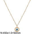 Rose gold evil eye pendant necklace with beaded chain and adjustable extension - Beaded Chain Round Evil Eye (KN281889-Z)