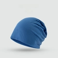 Blue knit slouchy beanie for women, minimalist casual headwear for spring and autumn - Solid Minimalist Style / Sapphire Blue