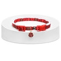 Red Happy New Year pet collar with golden JINBAO charm for small dogs and cats - Happy New Year