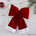 Large red flocked Christmas bow with white faux fur trim, size 27x33cm for tree decor - Red Flocked Bow (Large)