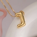 Minimalist gold-plated balloon letter J pendant necklace with polished finish chain - Letter J