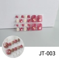 Close-up of 3D toe nail stickers with burgundy floral patterns and gold foil details - Pink White Gold Glitter Mixed (JT-003)
