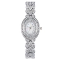 Orologio al quarzo argento con quadrante ovale con diamanti e cinturino in strass - Solo Orologio / Argento