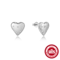 Elegant 925 sterling silver heart-shaped stud earrings with sparkling zircon crystals - Silver Full Zircon Heart