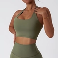 Olivgrünes Sport-Yoga-Set mit Racerback-BH und High-Waist-Leggings für Damen - S / Armeegrün
