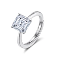 925 sterling silver ring featuring a princess cut 8A zircon in an adjustable open band design - Square Zircon LZR38-Silver-3ct