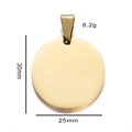 Colgante redondo de acero inoxidable dorado placa para grabar DIY joyeria 30x25mm - Dorado