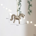 Champagne gold matte horse ornament for Christmas tree decor, size 8x6x1.5cm - Champagne Resin Horse
