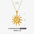 Collana minimalista in acciaio inossidabile dorato con ciondolo a sole e catena da 40cm - Stile Sole Dorato