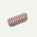 Detailed knit texture of purple checkered stationery bag with a secure top zipper - Purple Plaid