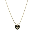Collana a catena a serpente in oro 18K con ciondolo a cuore ape in smalto nero - Oro Cuore