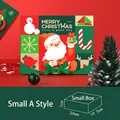 Piccola scatola regalo Babbo Natale rossa e verde con stampa Merry Christmas, 24x19,5x7cm - Babbo Natale con regali
