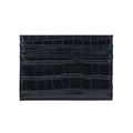Close-up of black crocodile pattern PU leather texture and precise edge stitching - Black Crocodile Pattern