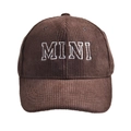 Dark brown corduroy baseball cap for kids with white 3D MINI embroidery detail - Coffee-colored Mini Corduroy Baseball Cap / One Size