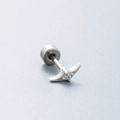 Silver curved wing-shaped stud earring with zircon stone and screw flat back - Curved Wing Style (A88-1#)