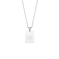 Silver rectangle pendant necklace with More Self Love engraving on beaded chain - More Self Love / Silver