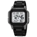 Dark grey multifunctional digital sport watch with 50M water resistance and resin band - Black Grey Positive Display