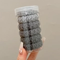 Gray high-elasticity hair ties in a clear plastic jar for high ponytail styling - 6 Pieces in Jar / 11# Gray Series