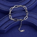 Elegante bracciale a catena a graffetta placcato argento 18K con chiusura a moschettone - 20cm / Argento