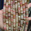 Handheld assorted faceted rondelle natural stone beads for DIY jewelry making - 5*8mm (Per Strand) / Watermelon Skin (Striped)