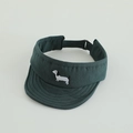 Detail of dark green sun visor with white dachshund embroidery and adjustable back buckle - 52cm(Adjustable) / Dark Green