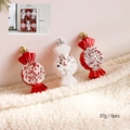 Set de 6 adornos navideños en forma de caramelo rojo y blanco con lentejuelas - Colgantes de Caramelo Rojos y Blancos (6 piezas)