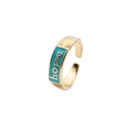 Vergoldeter verstellbarer offener Ring mit blauem Emaille und Hope-Schriftzug-Gravur - Blau / Einstellbar Offen