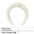 Plush white sponge cloud headband for women, size 17x18x4cm, lightweight velvet soft accessory - 4-velvet Off-white Headband