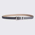 Fashionable grey leather belt with silver buckle for women dresses in minimalist style - Dark Gray