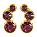 Boucles d'oreilles dorées en acier avec trois cristaux fuchsia de tailles dégressives - 16G-6mm-Oreille Gauche / Base Or - Zircon Fuchsia