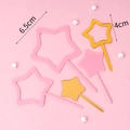 Five gold and pink acrylic star cake toppers in 6.5cm and 4cm sizes for party decor - Pink Acrylic Star Set