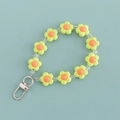 Green and orange flower beaded keychain with transparent beads and metal lobster clasp - Green and Orange Flower Style (B343-7)