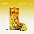 Mahendra lemon scented incense sticks in bulk packaging with burning stick display - Lemon