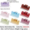 Lot de 8 pinces à cheveux scintillantes pour femmes en diverses couleurs variées - 6cm 7-Dents Pailleté Couleurs Mélangées