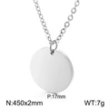 Silver stainless steel 17mm round pendant necklace with 450mm chain on white background - 17mm Steel Color (KN231135-Z)