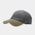 Retro washed cotton baseball cap with dark grey crown and khaki brim contrast - Grey + Khaki Brim