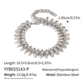 Dettaglio del bracciale a punte in acciaio inossidabile con lunghezza 16,5+5,0 cm - Bracciale a Maglie a Fuso Argento(YYB025143-P)