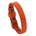 Adjustable orange leather punk bracelet with silver buckle and smooth polished finish - Tan