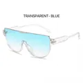 Gafas de sol aviador de gran tamaño con montura transparente y lentes degradadas azules - Marco Transparente Lente Azul Degradado