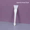 White silicone facial mask brush with spatula tip and dual-head application tool - OPP Bag / Spade Shape