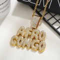 Gold AFRO CONGO bubble letter pendant with sparkling crystals on twisted rope chain - Pendant Only