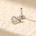 S925 sterling silver Libra zodiac stud earring with sparkling zircon stone inlay - Silver (Libra)