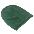 Gorro de punto verde oscuro para mujer de pelo de conejo con borde enrollado - Verde Militar