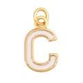 Golden metal letter C pendant with white enamel inlay for necklaces and bracelets - White - Letter C